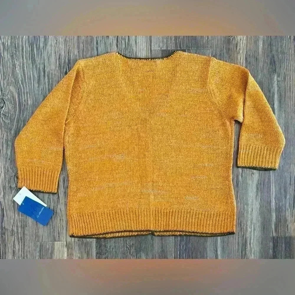 J.H. Collectibles Knit Cardigan Sweater Women’s Lg Orange Green 3/4 Sleeve NWT - Picture 2 of 11